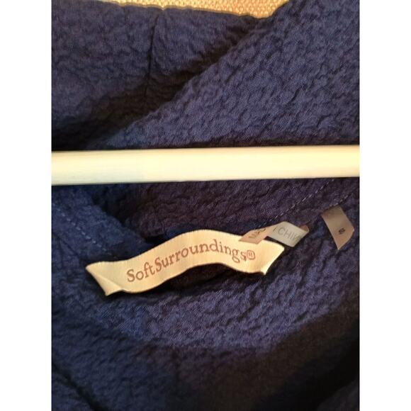 Soft Surroundings Tunic Women Small Navy Blue Cowl Neck Asymmetric Crinkle Dress - Picture 3 of 5